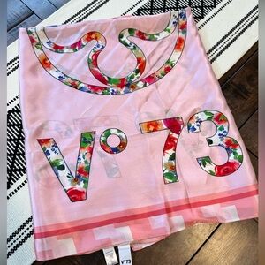 V°73 Pink with floral Silk Scarf
